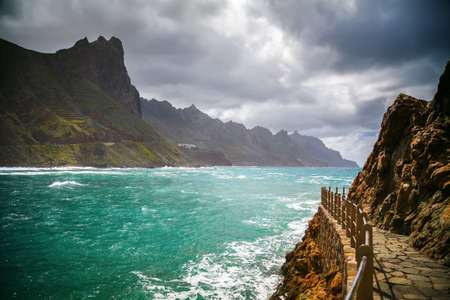 Roque de las Bodegas in Taganana coastline, Tenerife, Canary Island, Spainの写真素材