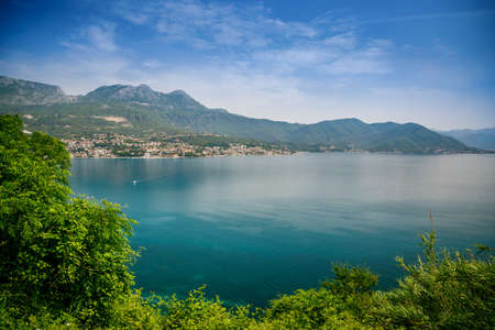 Beautiful view of the town Herceg Novi in the Bay of Kotor, also known as the Boka, in Montenegroの写真素材