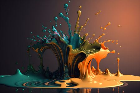 Abstract splash in vintage colors in fluid art style. Generated AI content.の素材