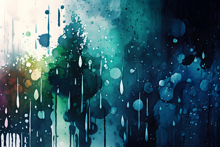 Watercolor rain bokeh nature background. Generated AI content.の素材