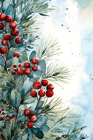 Beautiful Christmas holiday watercolor pastel greeting cardの素材