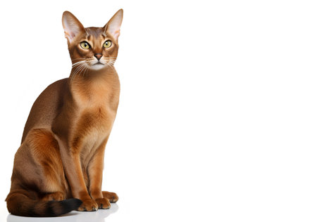 Abyssinian cat on a white background with space for textの素材