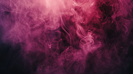 Thin abstract streams of pink smoke on a black backgroundの素材