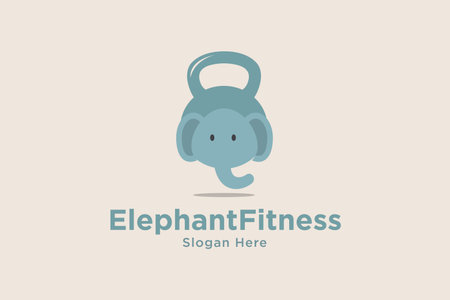 Elephant Fitness logo design template element vector suitable for fitness business kids vectorのイラスト素材