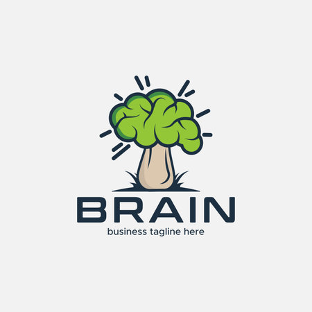 Brain Mushroom intellegent logo icon design element vectorのイラスト素材
