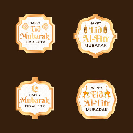 Flat element ramadan kareem badge collection element vectorのイラスト素材