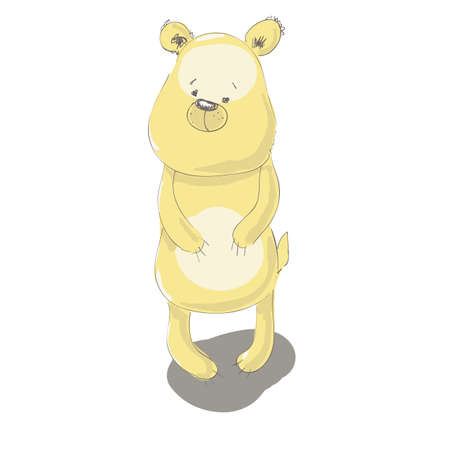 Cute yellow bear on a white background. A humble bear.のイラスト素材