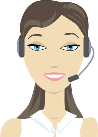 Vector illustration of a phone support operator woman in headset  No gradients were used when creating his illustration のイラスト素材