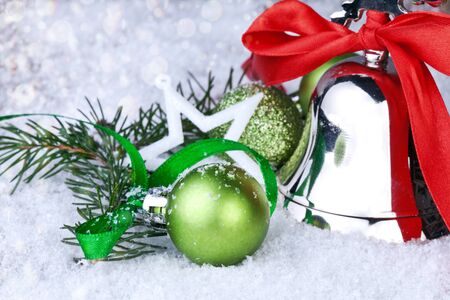 christmas decoration with silver bellの写真素材