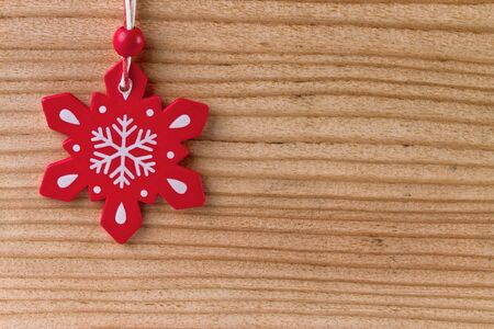 christmas decoration on wooden backgroundの写真素材