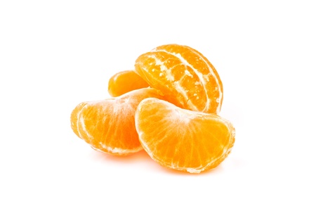 slices of tangerine, isolated on white backgroundの写真素材