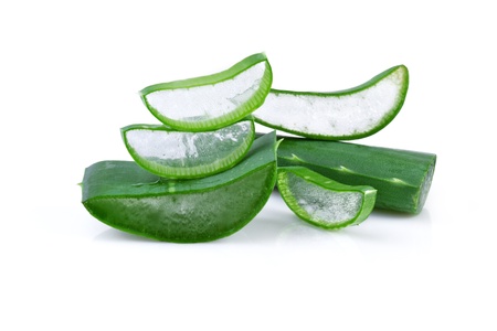 aloe vera slices, isolated on white backgroundの写真素材
