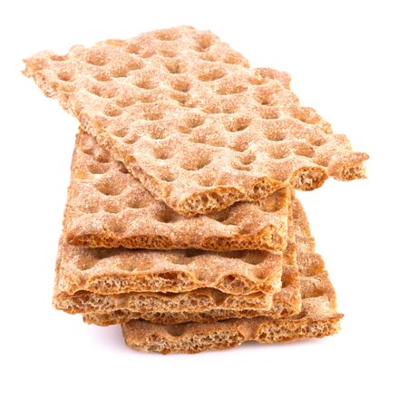 crisp bread isolated on white background, close upの写真素材