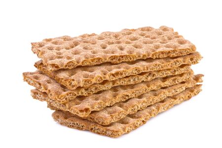 crisp bread isolated on white background, close upの写真素材