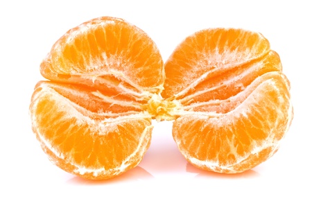 close up of tangerine isolated on white の写真素材