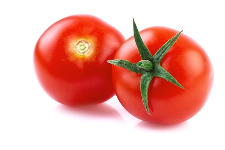 two tomato isolated on white, close upの写真素材
