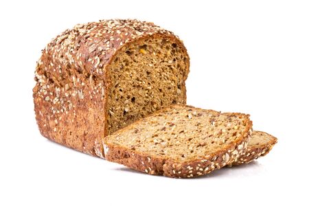 whole grain bread isolated on white backgroundの写真素材