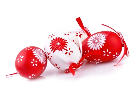 easter eggs isolated on whiteの写真素材