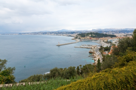 View of the french riviera coastline in Nice, Franceの写真素材
