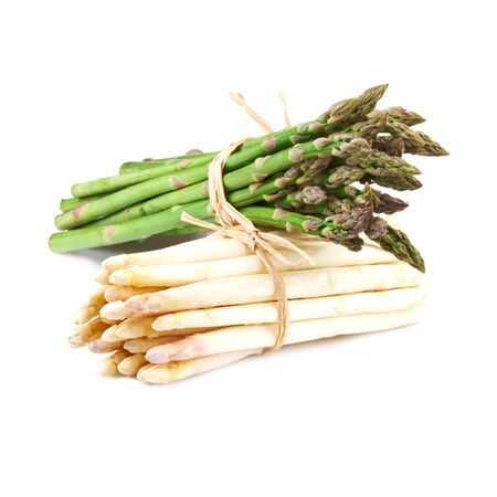 bundle of white  and green asparagusの写真素材
