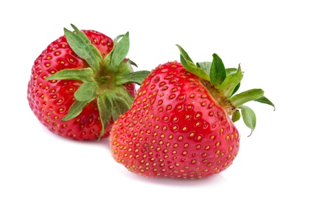 ripe strawberry on white backgroundの写真素材