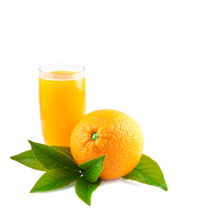 orange juice isolated on whiteの写真素材