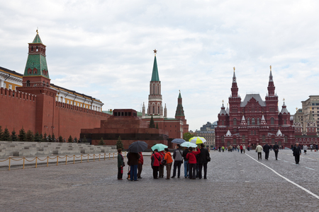View of the Red Square in Moscow on a rainy dayのeditorial素材