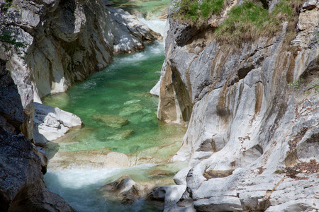 water running down mountain gorgeの写真素材