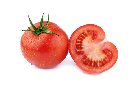 tomatoes isolated on whiteの写真素材