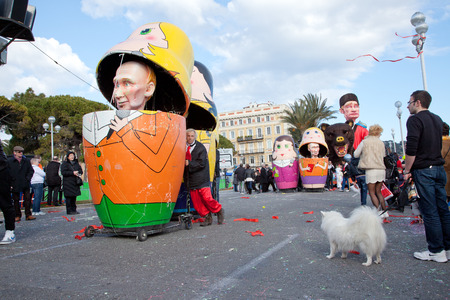NICE, FRANCE - FEBRUARY 26: Carnival of Nice in French Riviera.The theme for 2013 was King of the five continents. Nice, France - Feb 26, 2013のeditorial素材