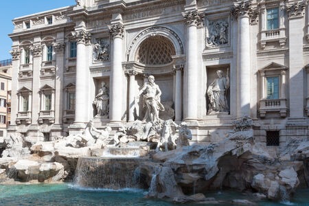 ROME - MAY 2009  Facade of Trevi Fountain largest Baroque fountain in the city and one of the most famous in the world  The Trevi Fountain is highly popular with tourists in Rome, Italy on May 23, 2009 のeditorial素材