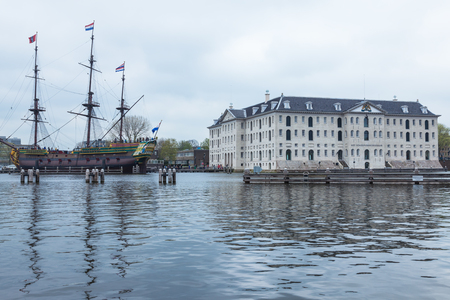 The National Maritime Museum in Amsterdam, Netherlands is devoted to the maritime history and shipping. のeditorial素材