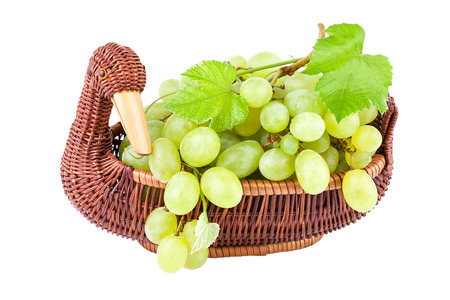 green grapes in a basket isolated on white
の写真素材