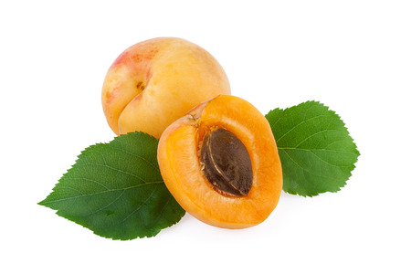 apricot fruit isolated on whiteの写真素材