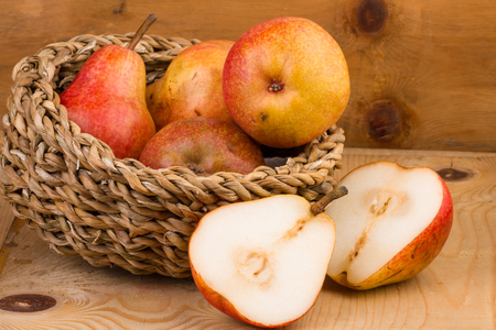 Pears in Basket still lifeの写真素材