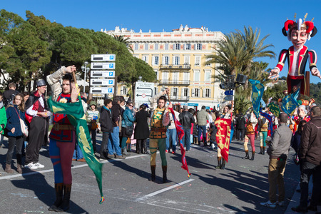 NICE, FRANCE - FEBRUARY 22: The main winter event on the Riviera is one of the largest carnivals in the world. The theme for 2015 was King of Music. Nice, France - Feb 22, 2015のeditorial素材