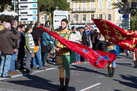 NICE, FRANCE - FEBRUARY 22: The main winter event on the Riviera is one of the largest carnivals in the world. The theme for 2015 was King of Music. Nice, France - Feb 22, 2015のeditorial素材