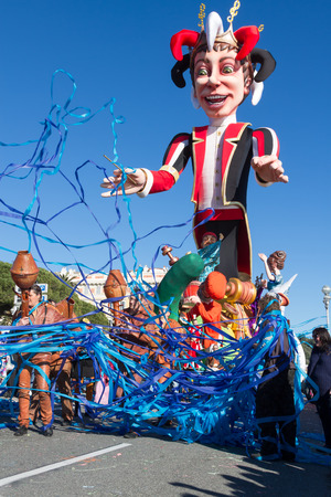 NICE, FRANCE - FEBRUARY 22: Carnival of Nice in French Riviera. The theme for 2015 was King of Music. Nice, France - Feb 22, 2015のeditorial素材