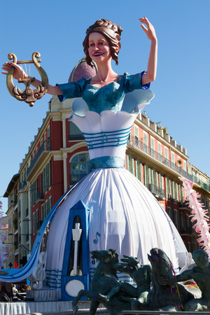 NICE, FRANCE - FEBRUARY 22: Carnival of Nice in French Riviera. The theme for 2015 was King of Music. Nice, France - Feb 22, 2015のeditorial素材