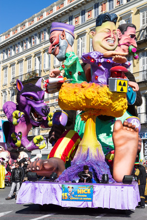 NICE, FRANCE - FEBRUARY 22: Carnival of Nice in French Riviera. The theme for 2015 was King of Music. Nice, France - Feb 22, 2015のeditorial素材