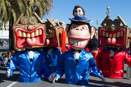 NICE, FRANCE - FEBRUARY 22: The main winter event on the Riviera is one of the largest carnivals in the world. The theme for 2015 was King of Music. Nice, France - Feb 22, 2015のeditorial素材