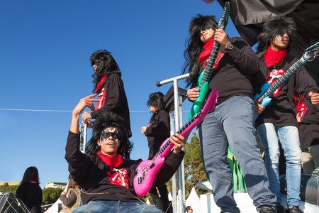 NICE, FRANCE - FEBRUARY 22: The main winter event on the Riviera is one of the largest carnivals in the world. The theme for 2015 was King of Music. Nice, France - Feb 22, 2015のeditorial素材