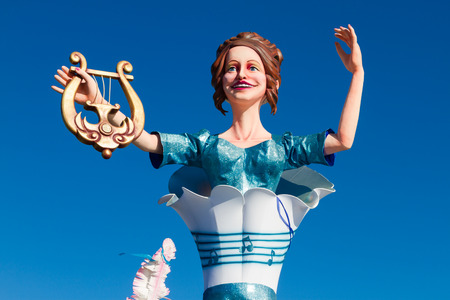 Nice, France - February 22, 2015: Parade float during the Carnival of Nice on the French Riviera. The theme for 2015 was King of Music.のeditorial素材