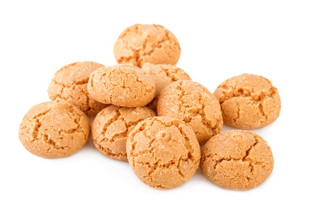 Amaretti cookies isolated on white. Amaretti traditional italian biscuits.の写真素材