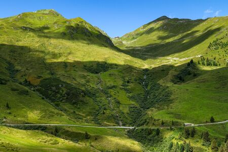 Amazing mountain view in the austrian alps. Zillertal High Road. Austria, Tirol, Zillertaler Hoehenstrasseの写真素材