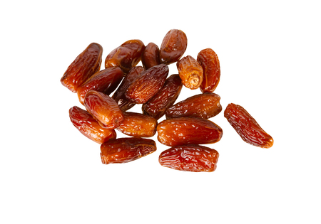 Pile Of Dried Dates Isolated On White Background Top Viewの写真素材