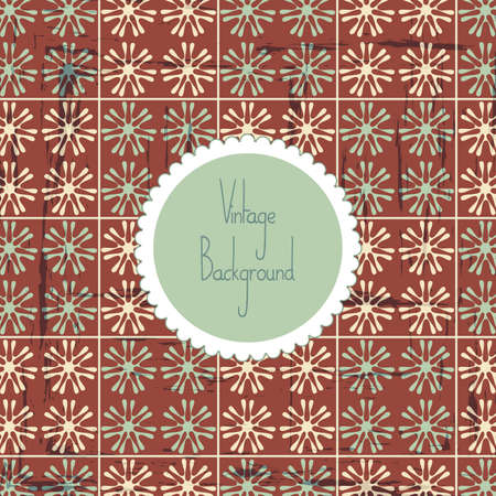 Seamless vintage pattern with retro label  illustrationのイラスト素材