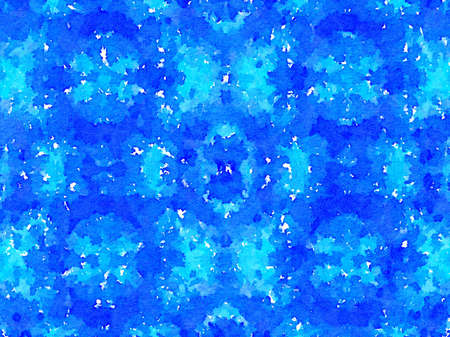 Digital watercolor painting of hand-dyed blue and turquoise fabric in a repeat pattern.