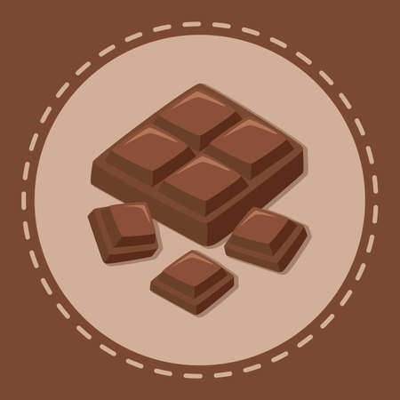 Cocoa Chocolate Bar on Brown Dotted Line Background Vector Illustrationのイラスト素材