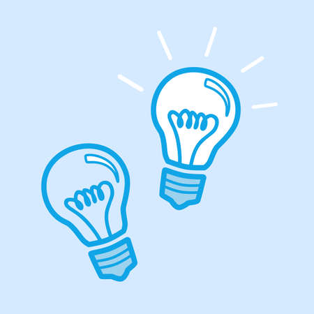 Lamp Bulb Idea icon cartoon isolated on blue background simple blue theme vector illustrationのイラスト素材